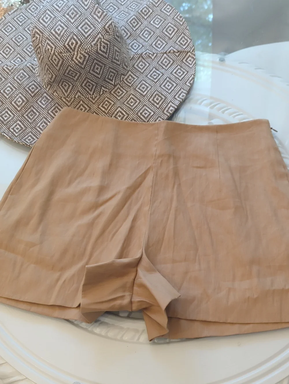 Antonio Melanie Linen Blend Kaki Tan Camel Shades With Pockets Tailored Short 8 - Picture 3 of 15